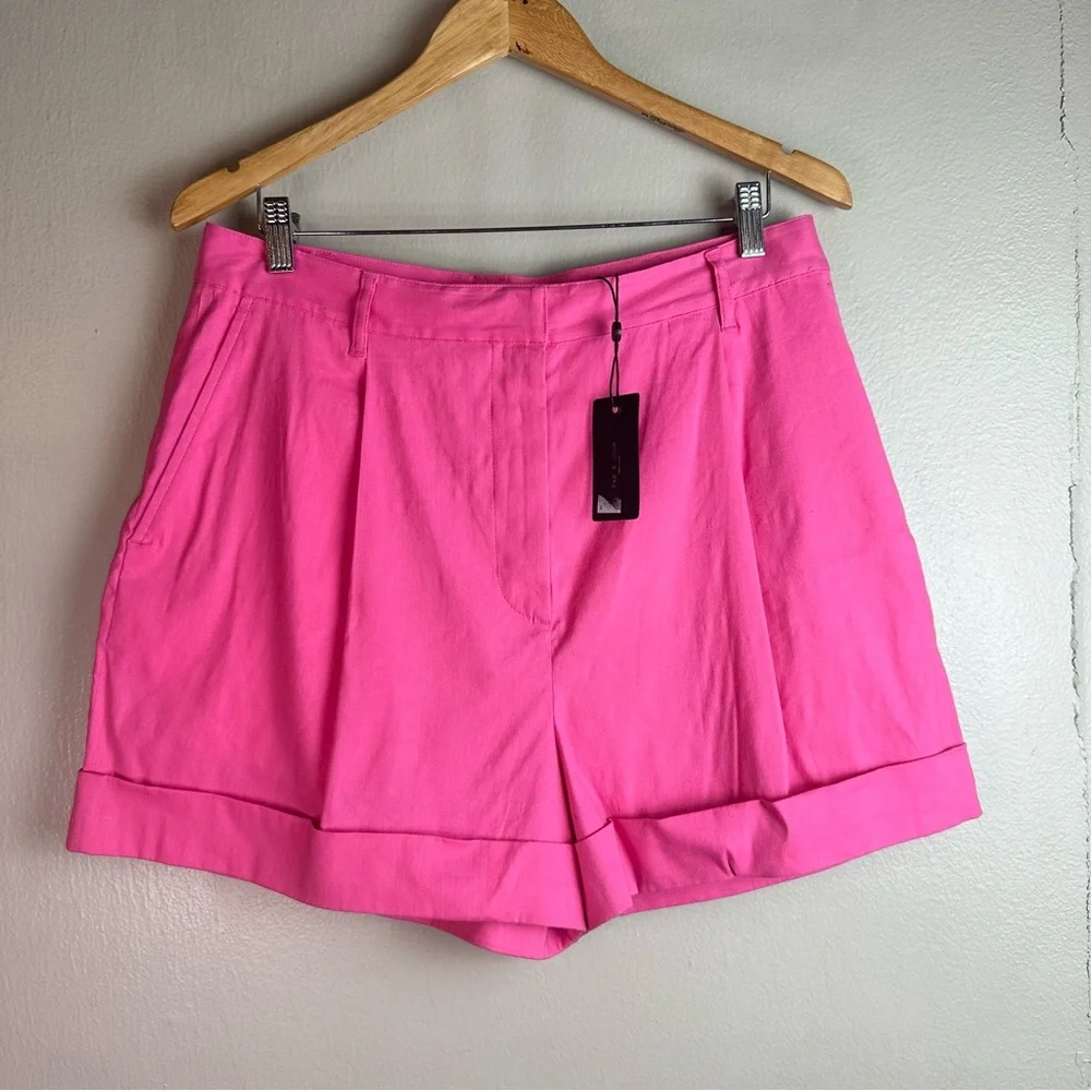 Rag & Bone Magenta Ivy Pleated Linen Short Sz 12 - Picture 3 of 9